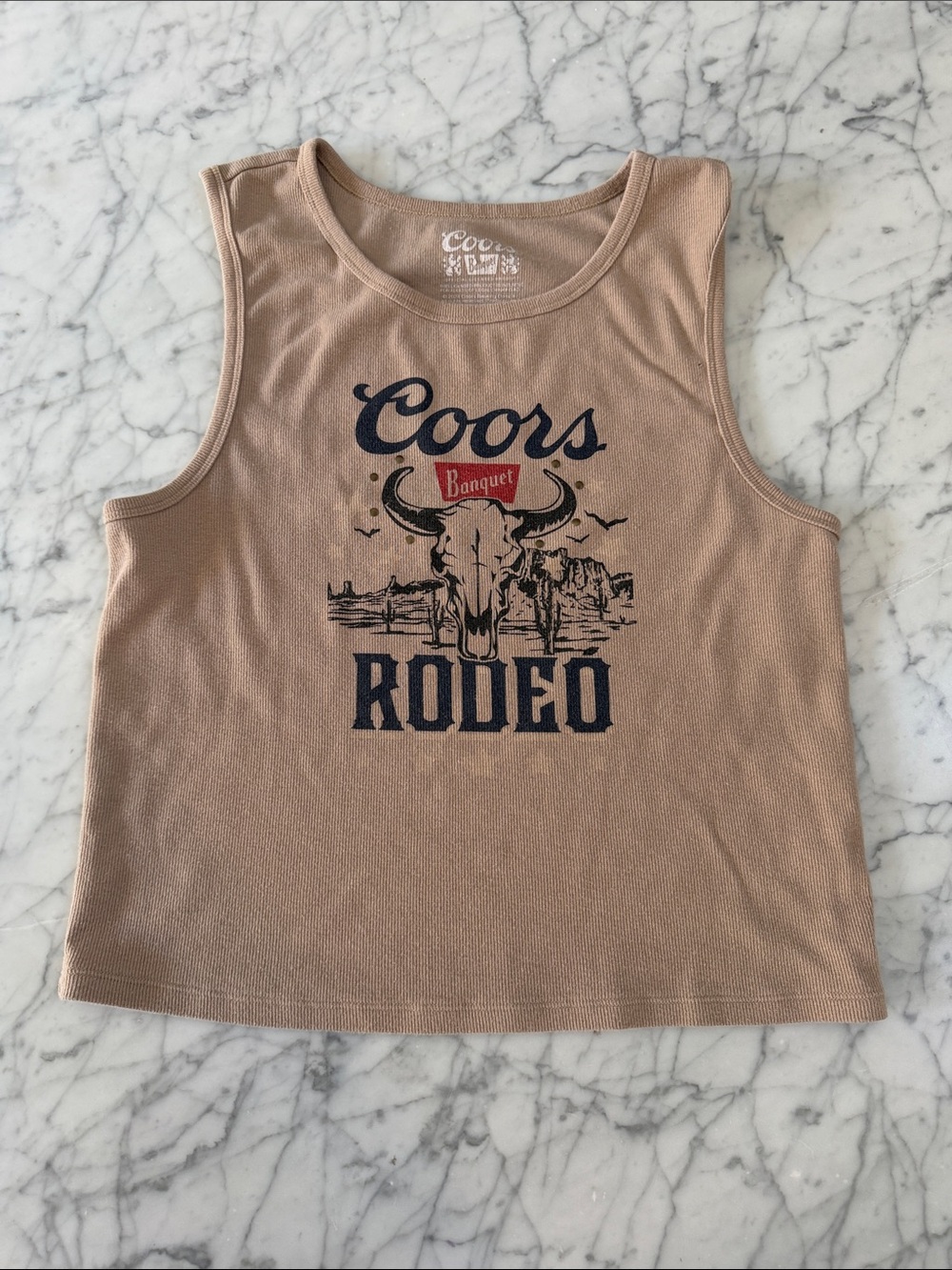 Western Coors Rodeo Tank Top Sz XL Ribbed Graphic Bull Skull Shirt Beth Dutton